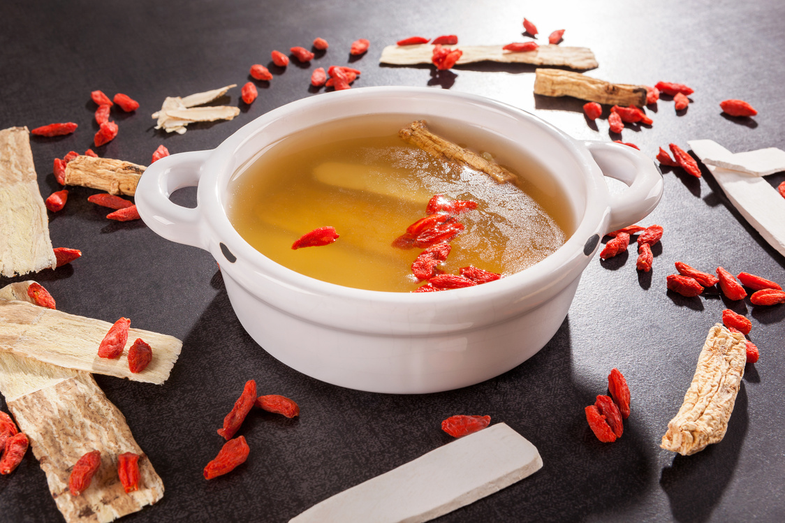 Healthy Chinese herbal clear soup.